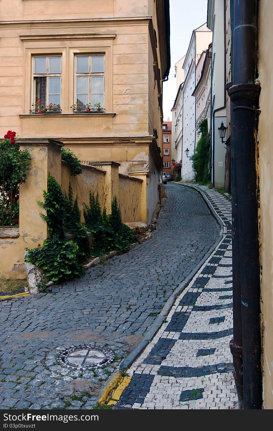 Czech, Prague, small stone streets. Czech, Prague, small stone streets