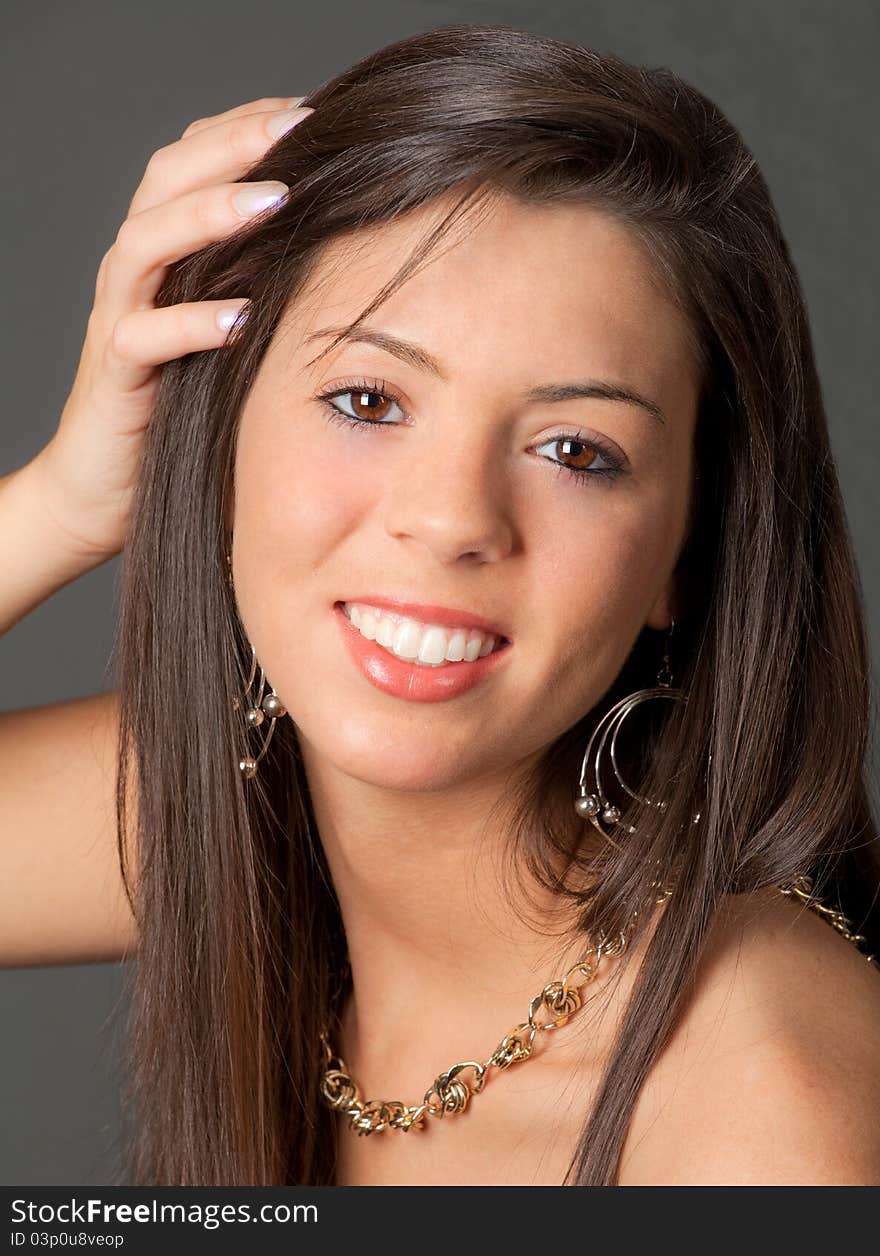 A close-up portrait of a pretty young woman. A close-up portrait of a pretty young woman