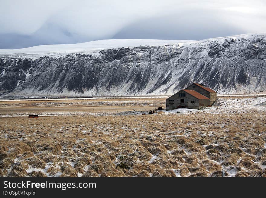 Lonely farm in Iceland landscape