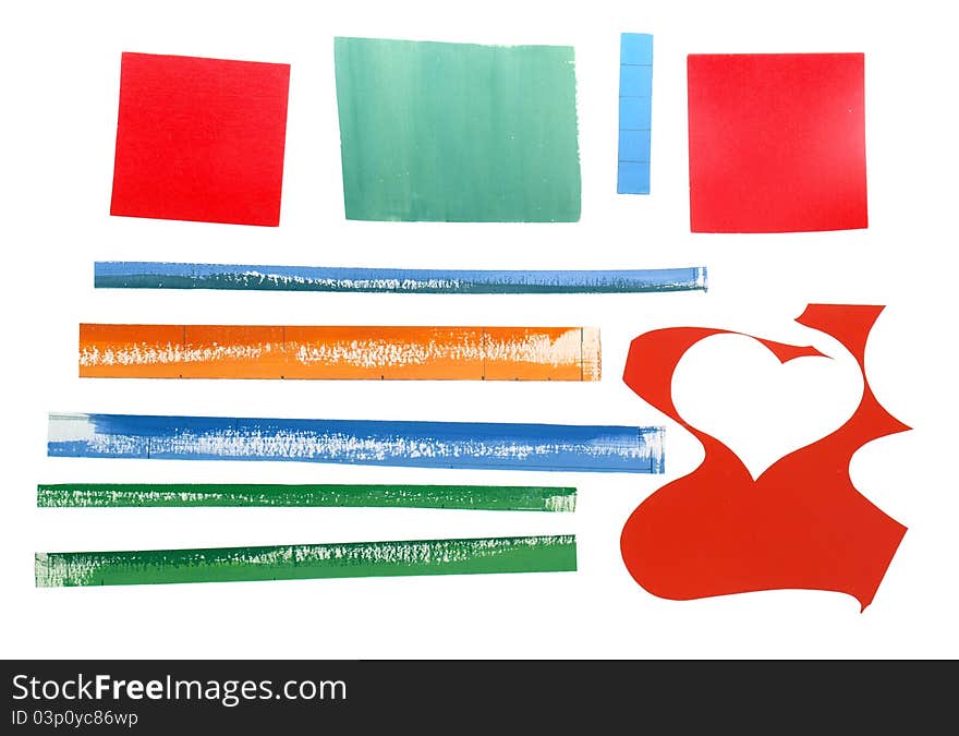 Set of colored paper on a white background