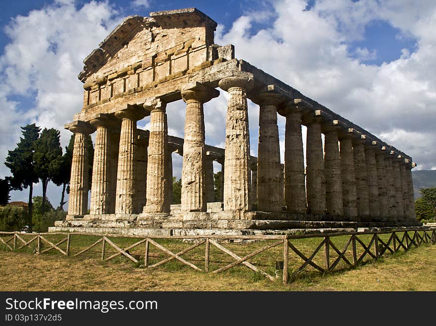 Remains of an ancient temple at Paestum