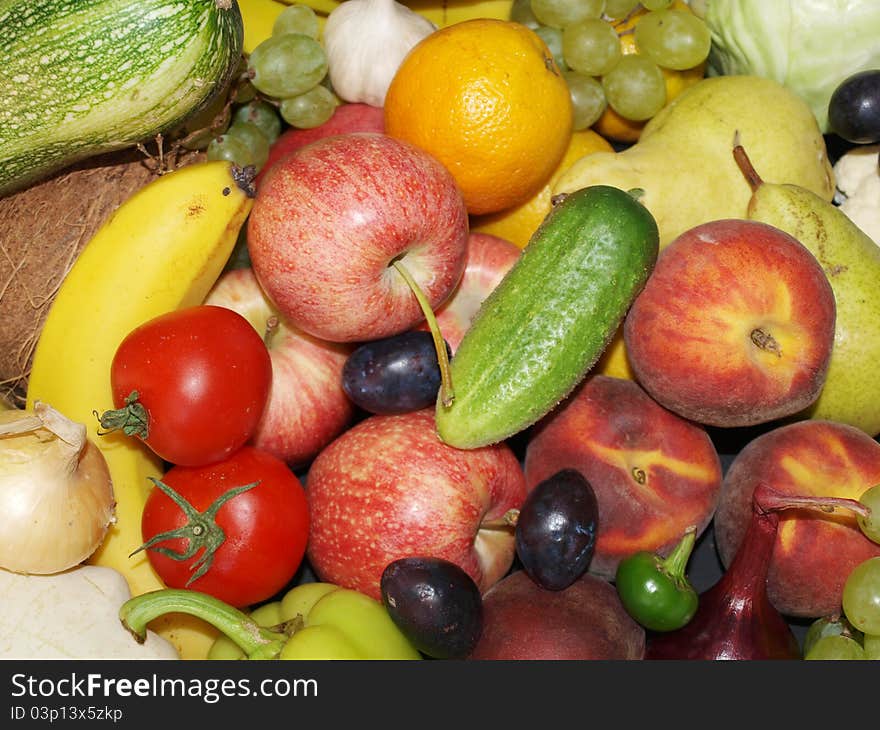 Vegetable and Fruit on a background. Vegetable and Fruit on a background