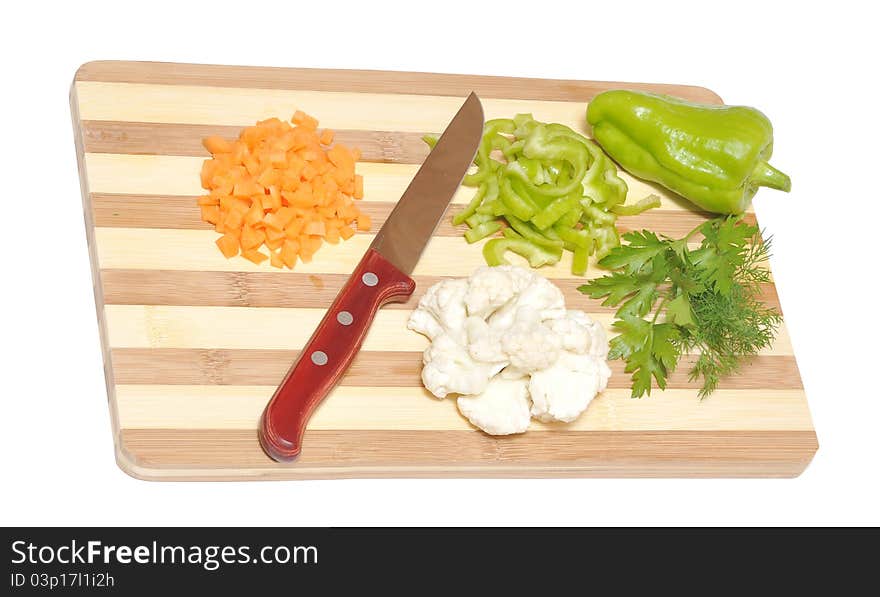 Still life of vegetables and kitchen-knife