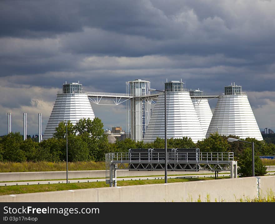 Heavy industry with dark clouds