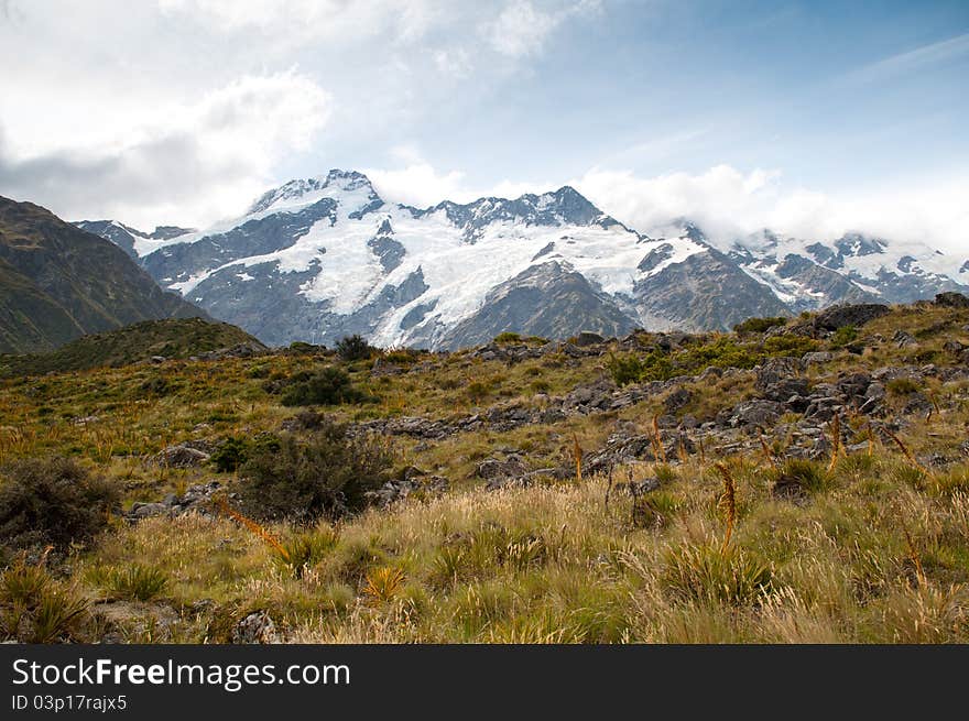 Mountain scene of Mt. Cook, New Zealand