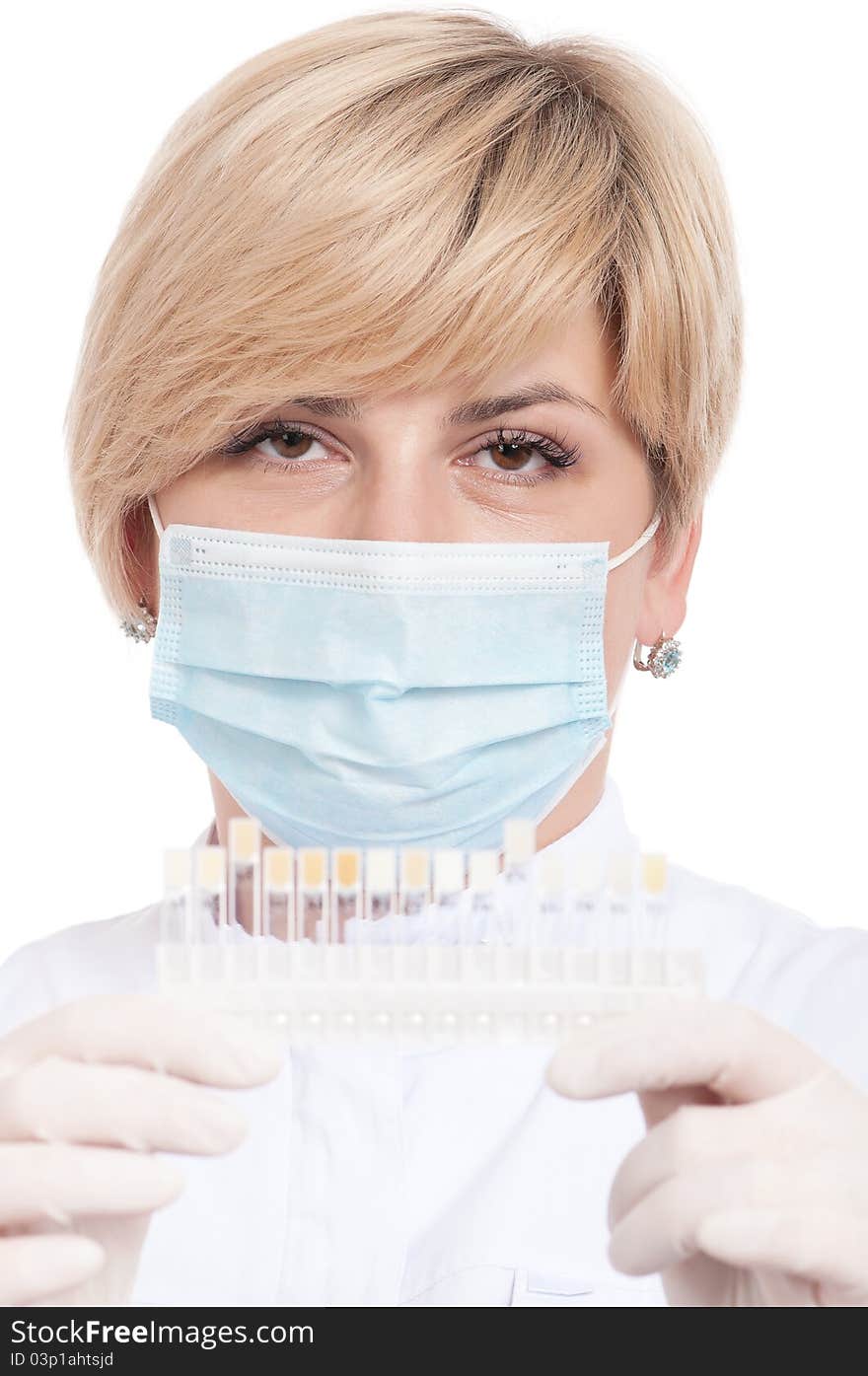 Portrait of female dentist - isolated over a white background. Portrait of female dentist - isolated over a white background