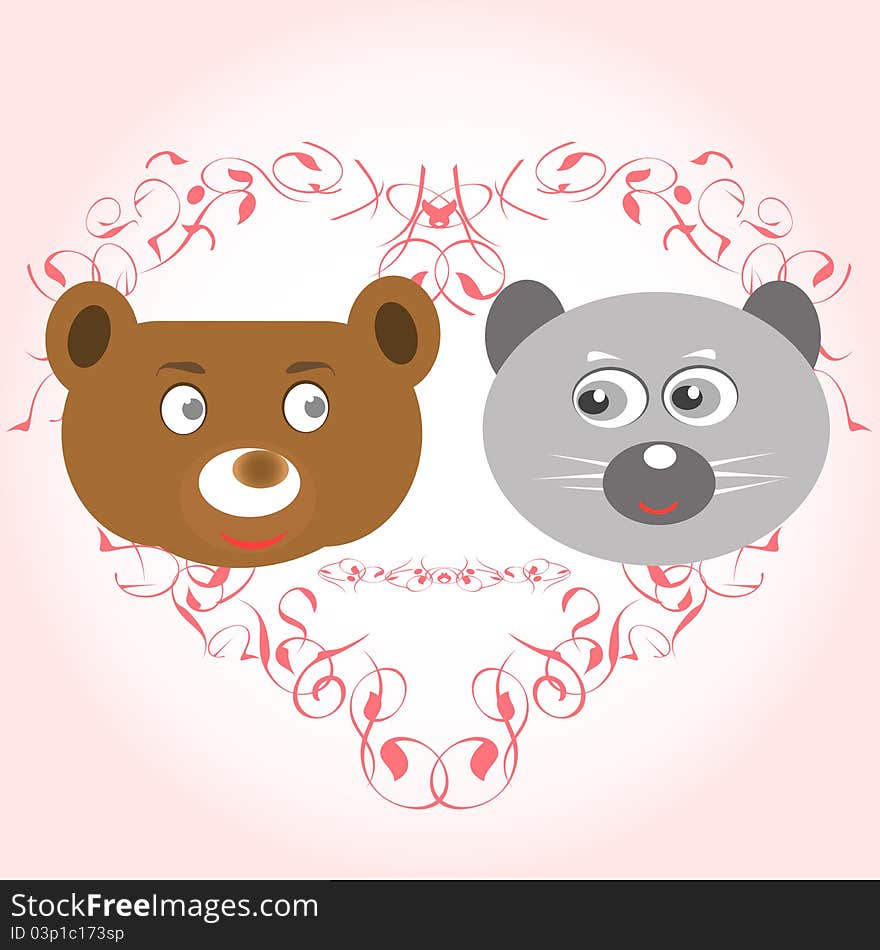 Bear and lemur face in love