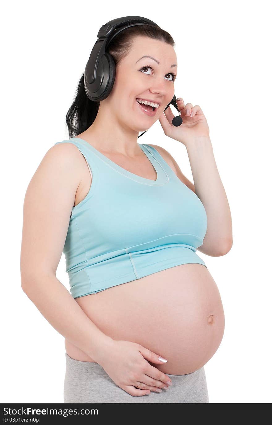 Pregnant with headphones