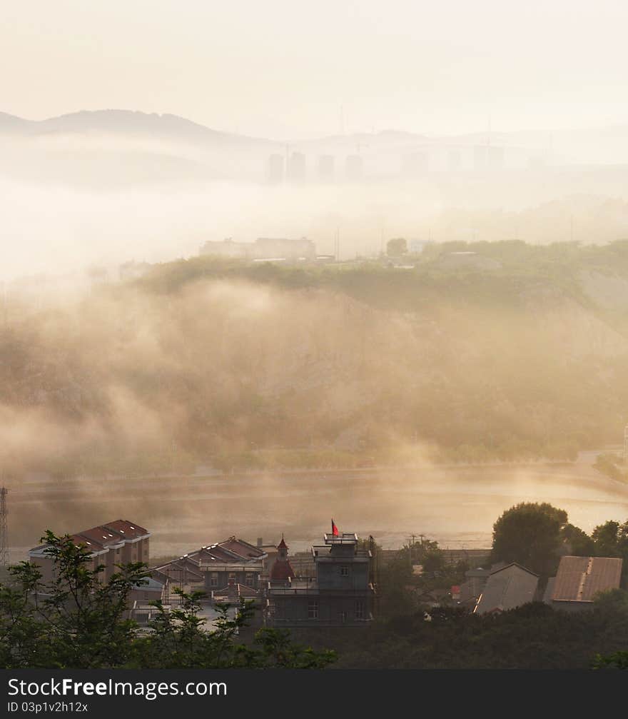 At lushunkou dalian china,fog