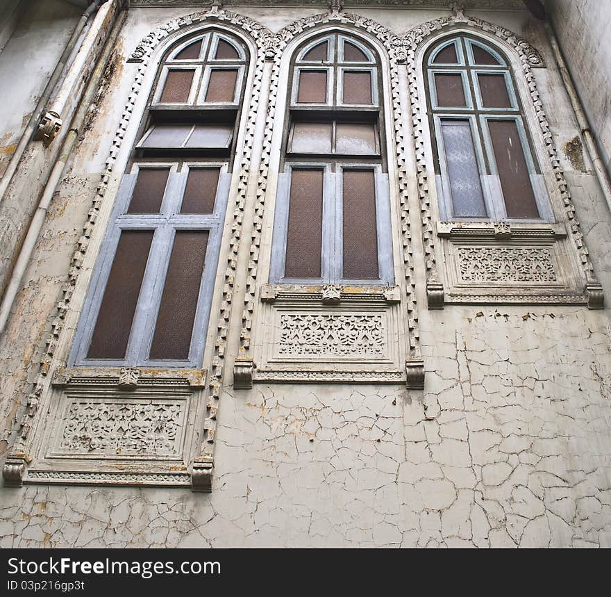 Three Blue Old Windows