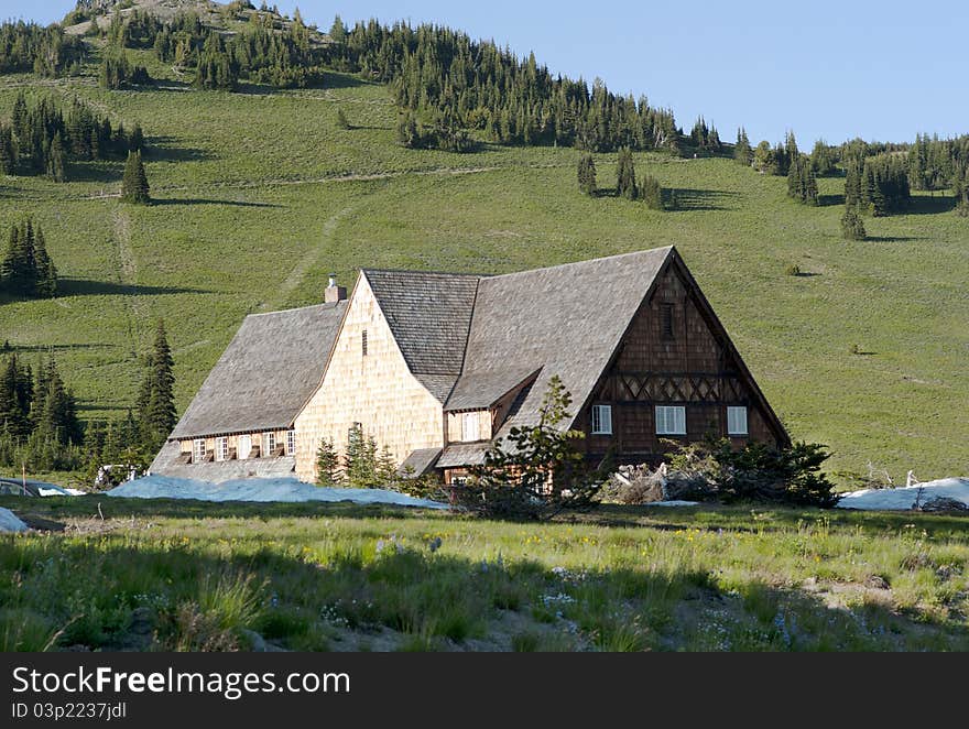 Paradise Inn, a scenic house in Mount Rainier national park, paradise valley area, one of the oldest natural hotel in the US. Paradise Inn, a scenic house in Mount Rainier national park, paradise valley area, one of the oldest natural hotel in the US.