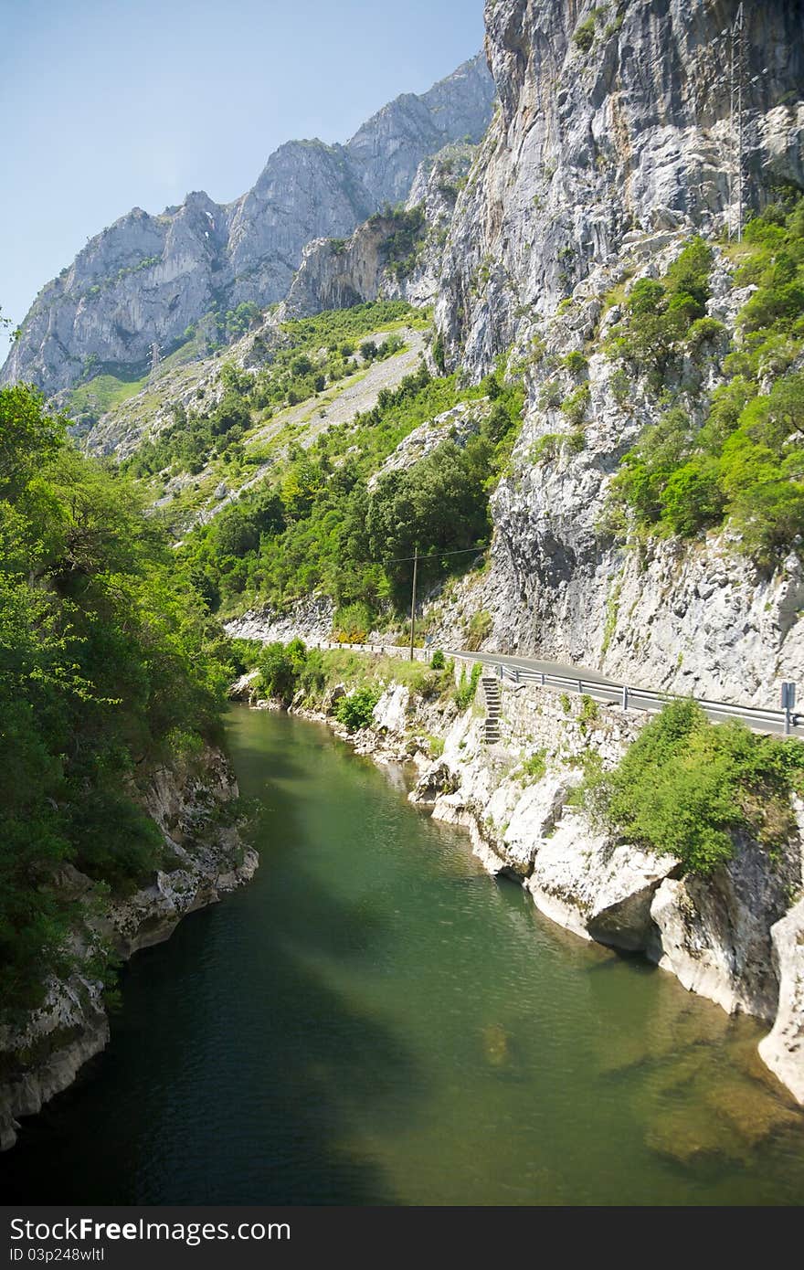 Gorge Los Beyos and River Sella in Asturias Spain