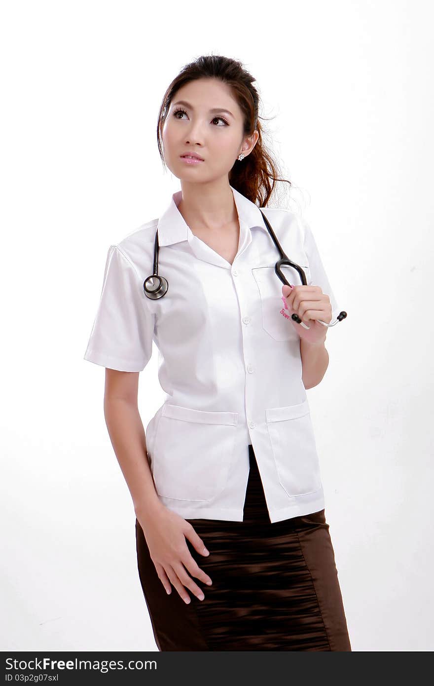 Confident young physician lady wearing Stethoscope