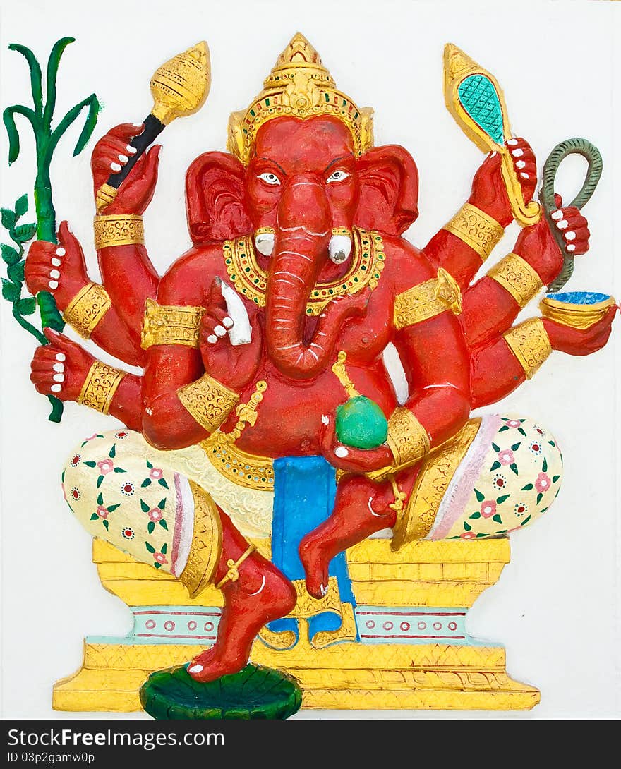 Indian or Hindu God Named Taruna Ganapati at Wat Saman, Chachoengsao, Thailand