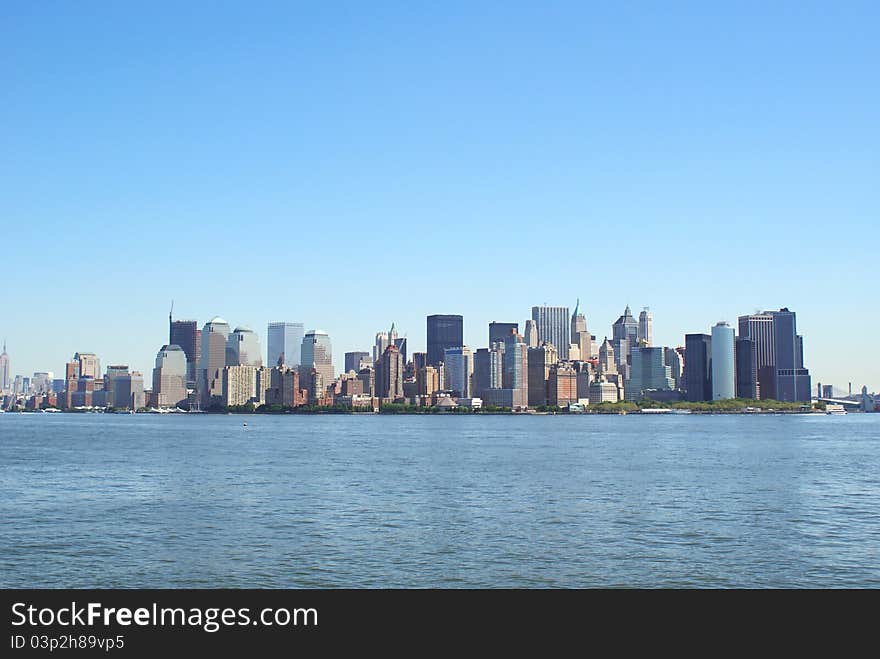 New York City skyline with skyscrapers