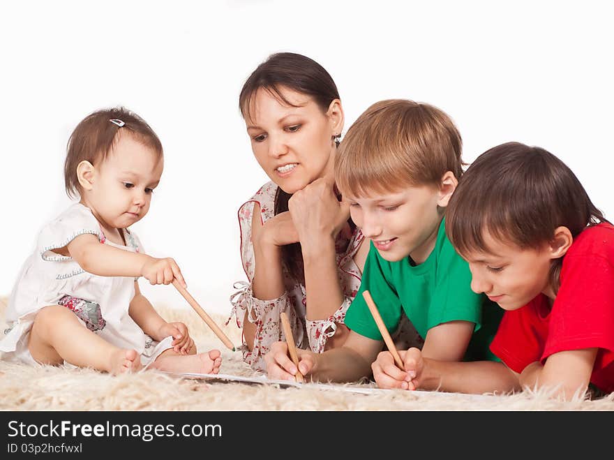 Portrait of a cute family at carpet. Portrait of a cute family at carpet