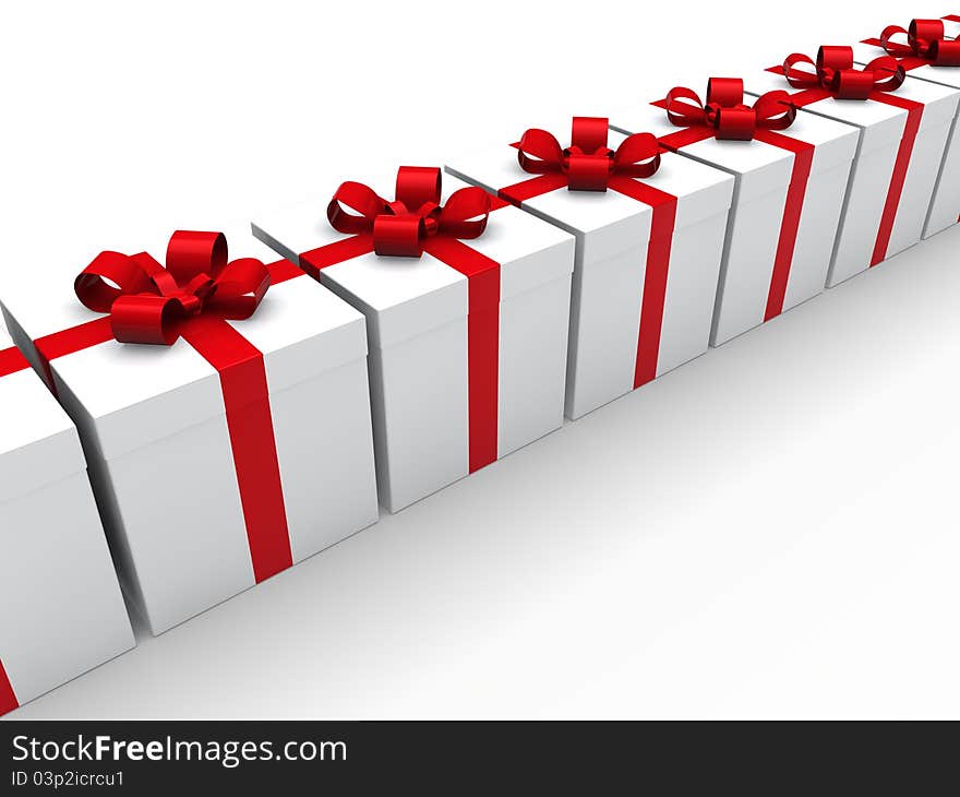 3d red gift box present ribbon christmas