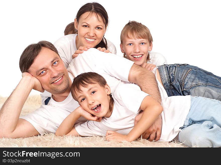 Family on carpet