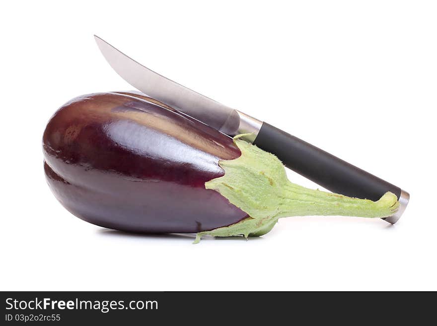 Eggplant and knife