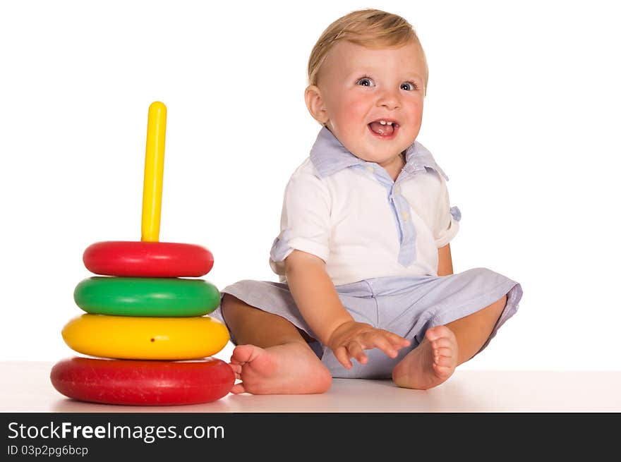 Portrait of a funny kid on white. Portrait of a funny kid on white