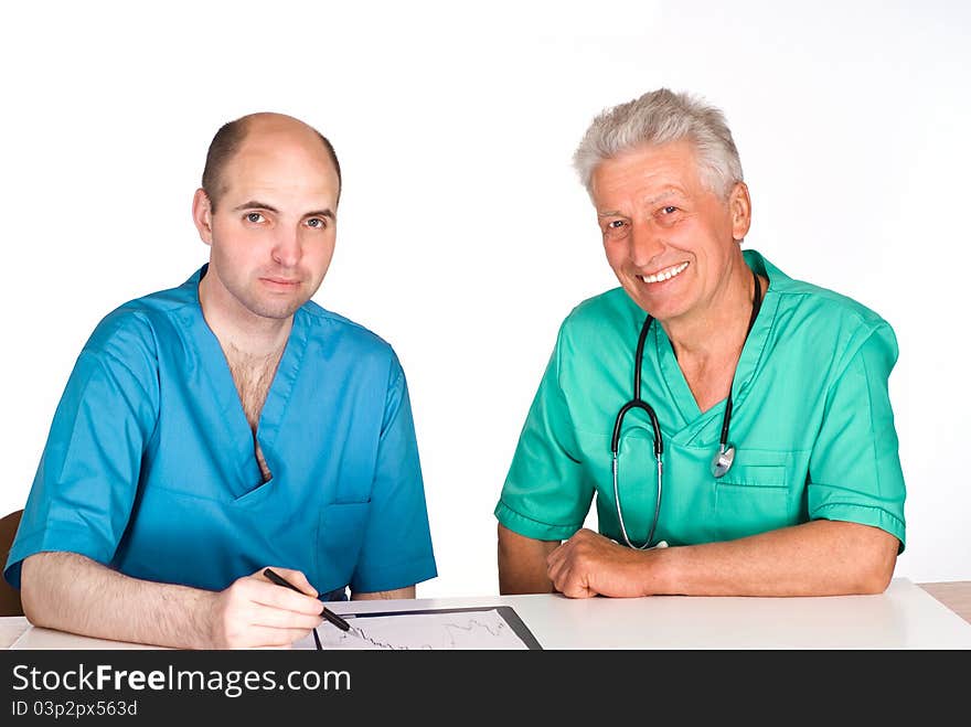 Portrait of a two doctors at table