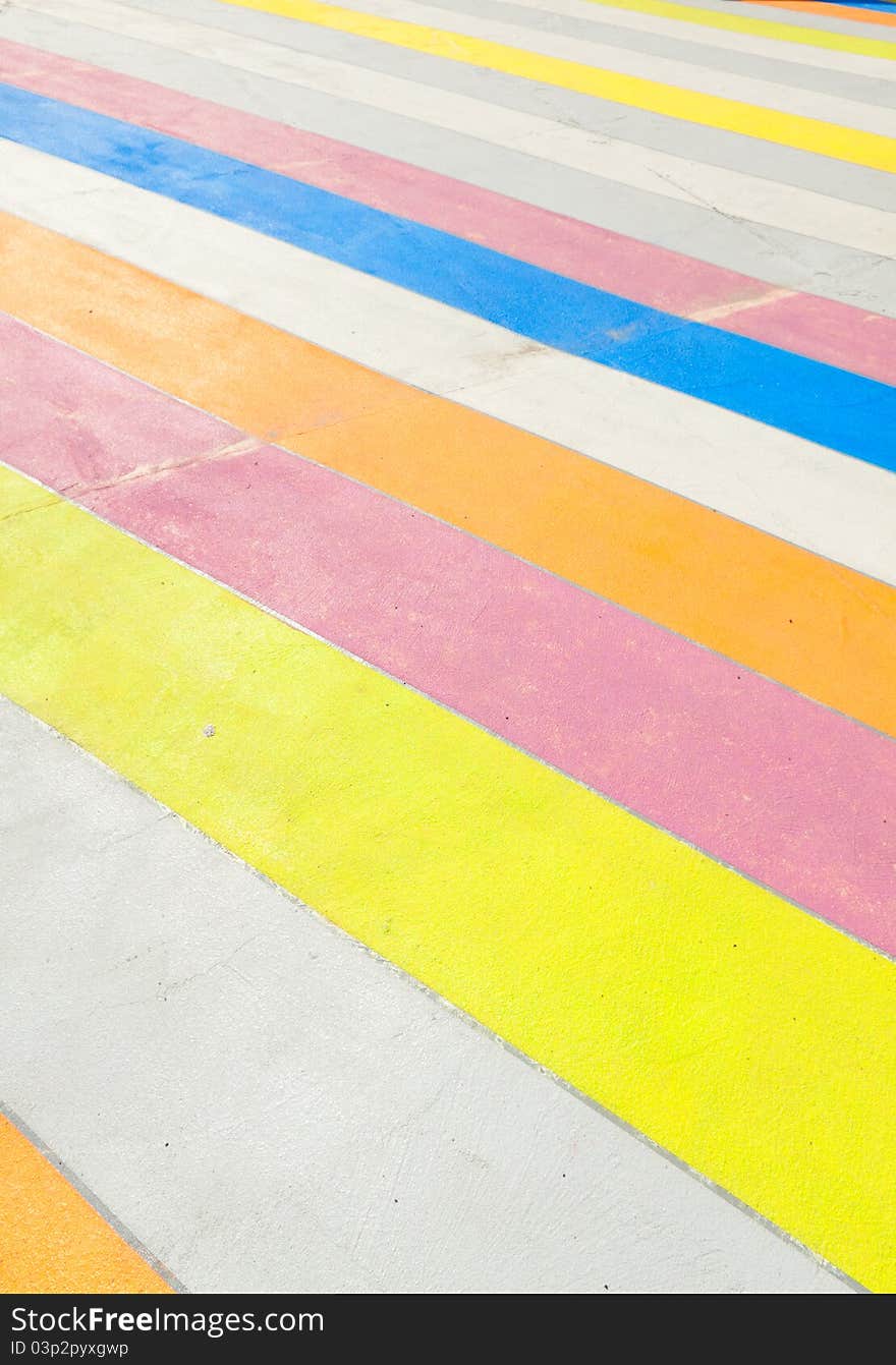 Multicolored painted sidewalk in Brooklyn, New York. Multicolored painted sidewalk in Brooklyn, New York.