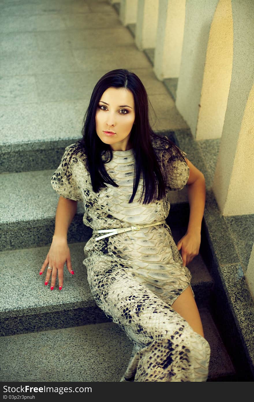 Young  woman lying on ground