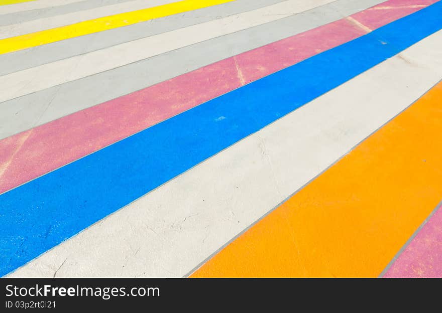 Multicolored painted sidewalk in Brooklyn, New York. Multicolored painted sidewalk in Brooklyn, New York.