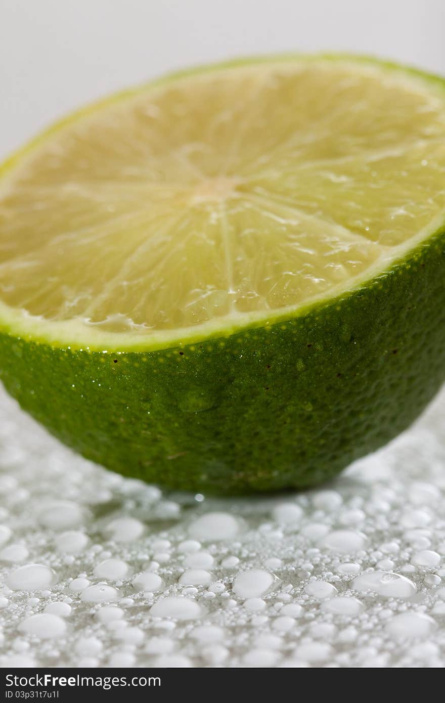 Lime with water drops