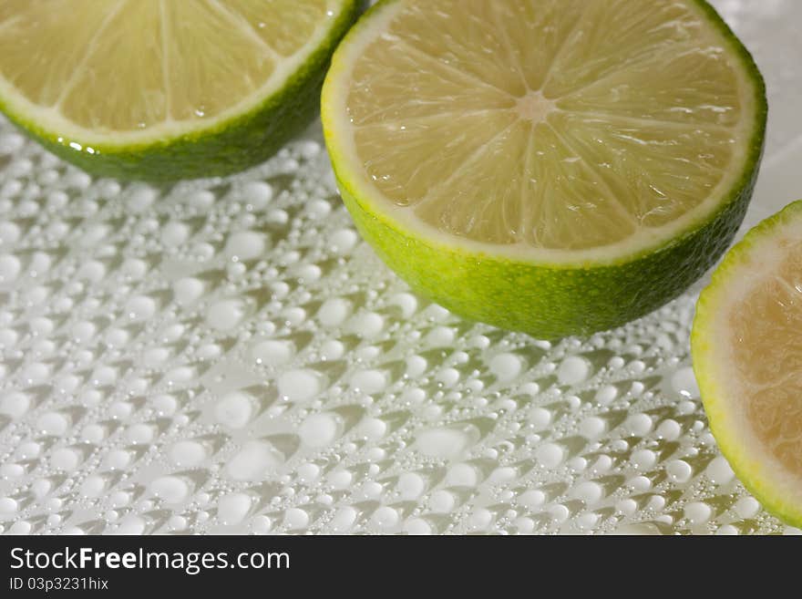 Lime with water drops