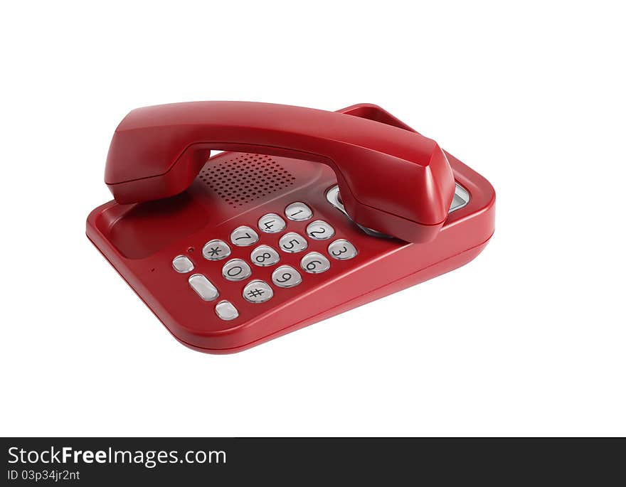 Red Telephone On White