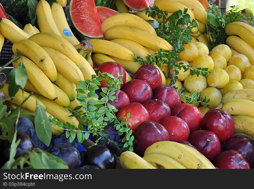 Colourful fruits near each other. Colourful fruits near each other