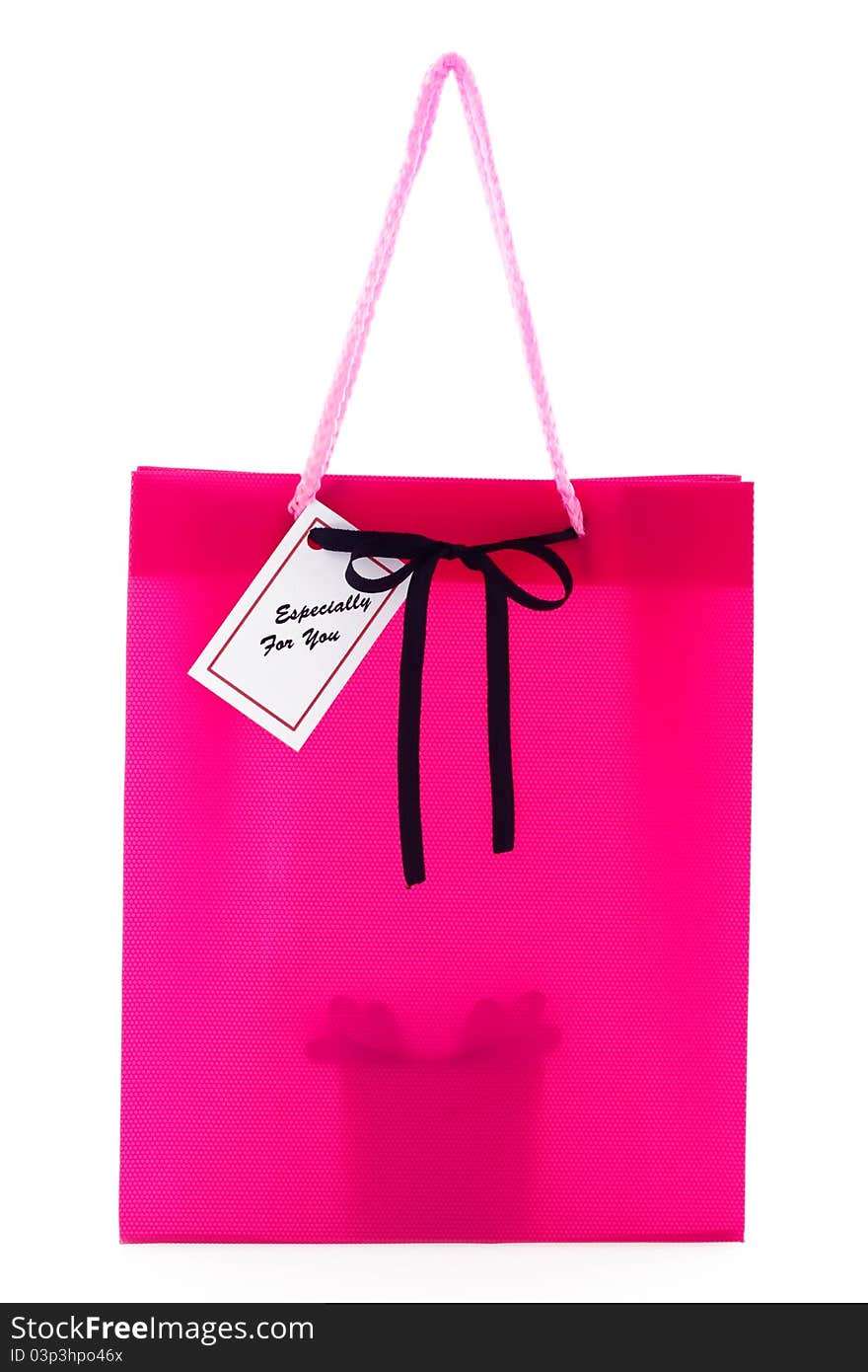 Gift bag with present, isolated