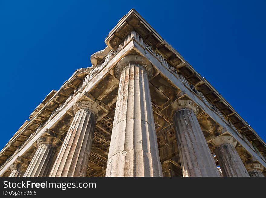 Detail from the ancient temple of Hephaestus in Ancient Agora of Athens