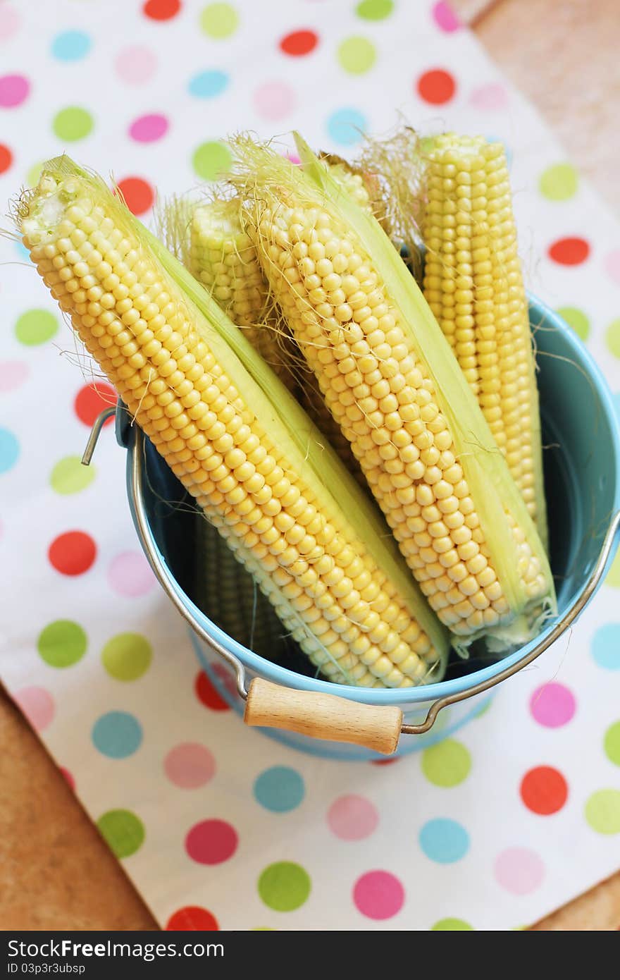 Sweetcorn in a bucket