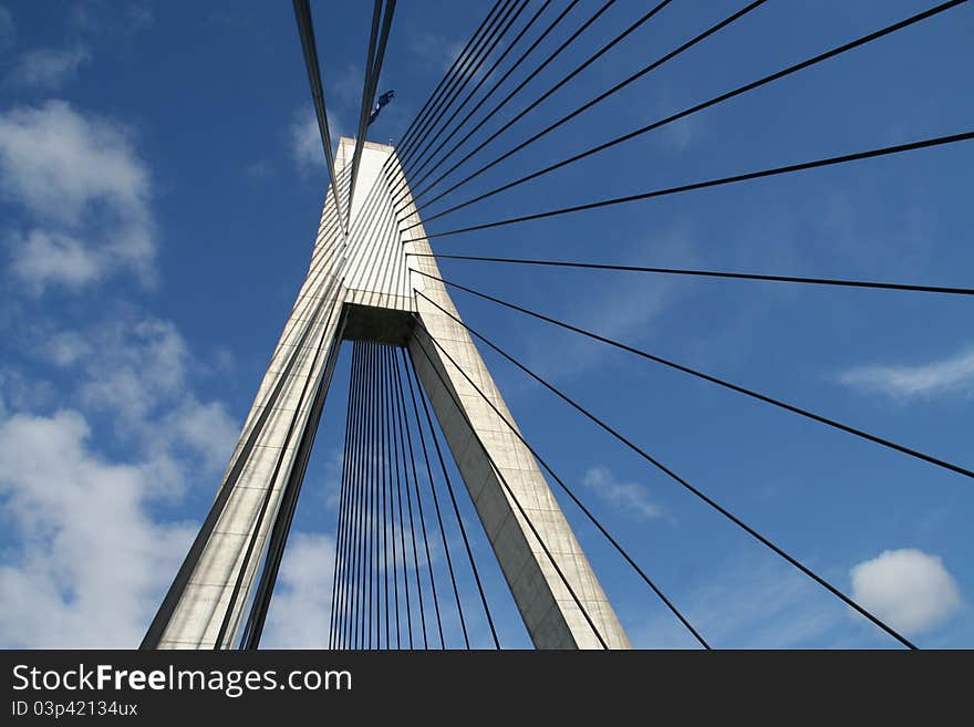 Concrete suspension bridge pillar in Sydney Australia