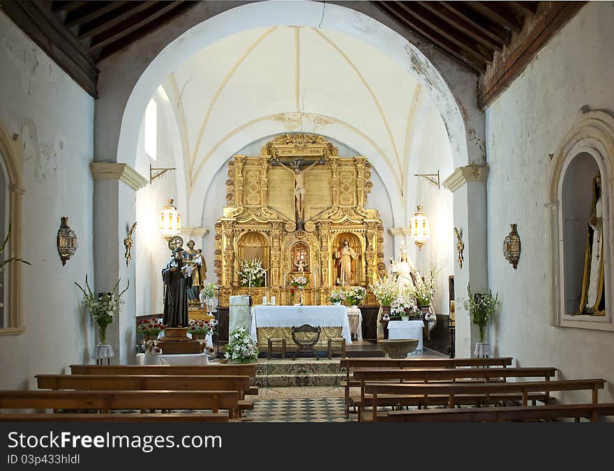 Inside the Village church in Notaez, Alpujarras, Granada Province, Andalusia, Spain