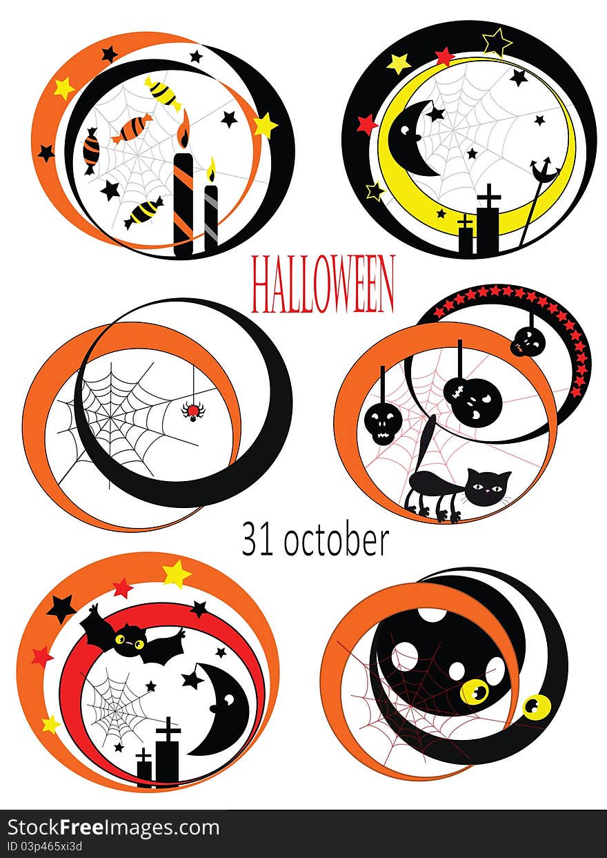 Halloween set icons isolated on the white