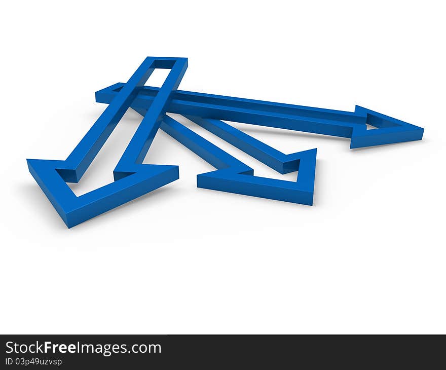 3d blue arrow on with background. 3d blue arrow on with background