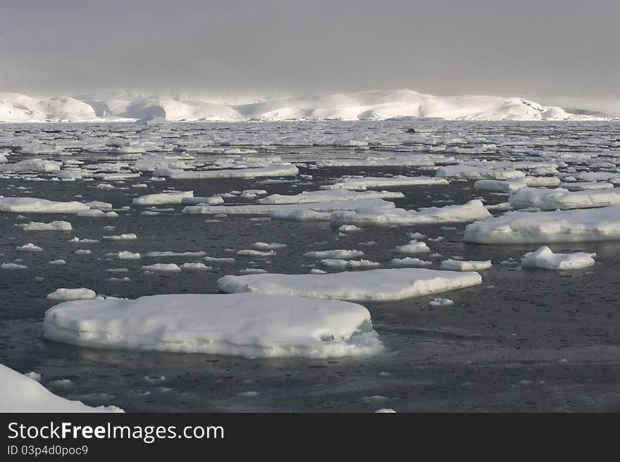 Arctic Winter Landscape - Sea, Glacier, Mountains