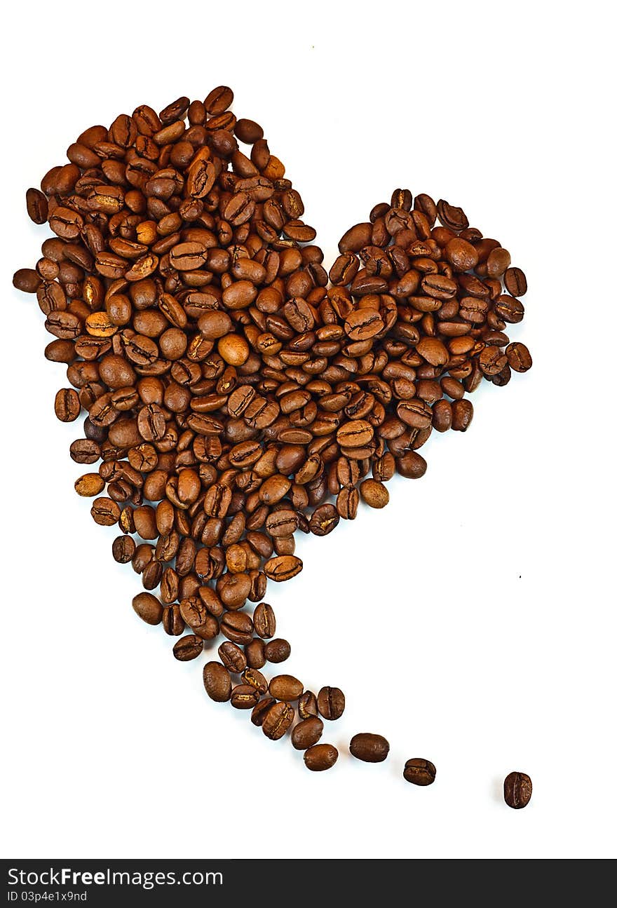 Coffee Beans In The Shape Of The Heart.