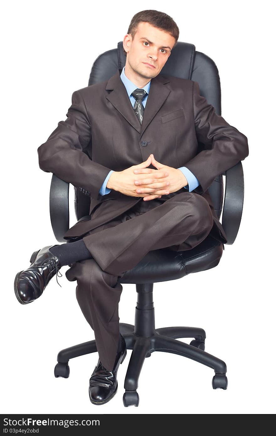 Portrait of young businessmen sitting on chair