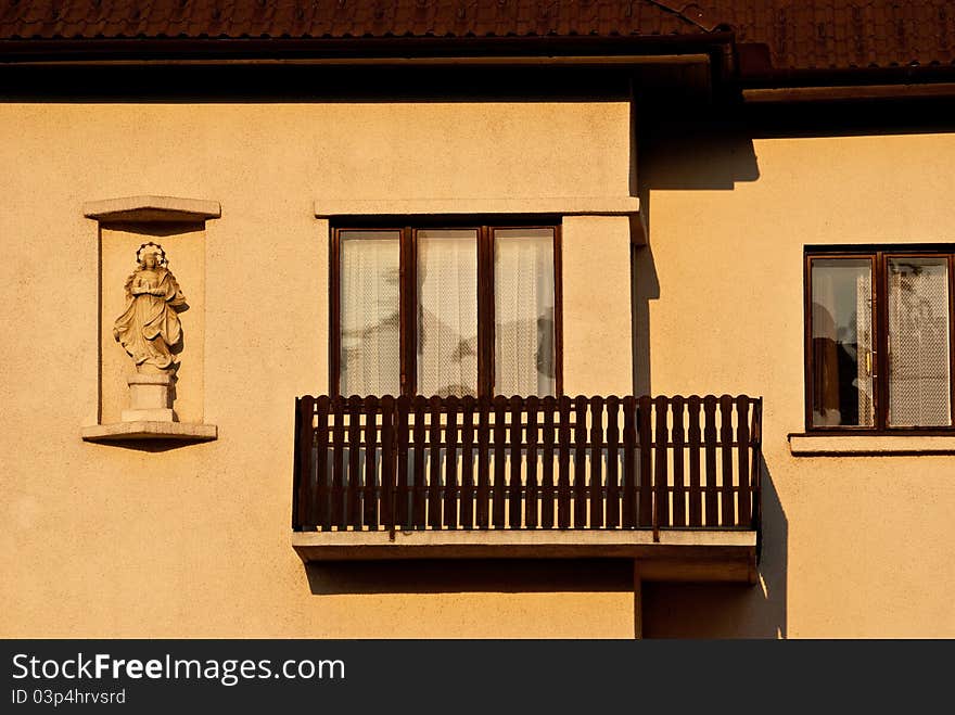 Old balcony in hungary at sunset