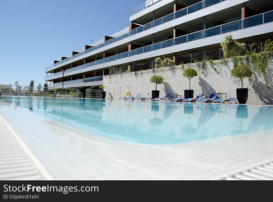 Swimming pool in a private urbanization. Swimming pool in a private urbanization