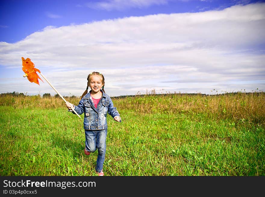 Girl on grass in summer  day