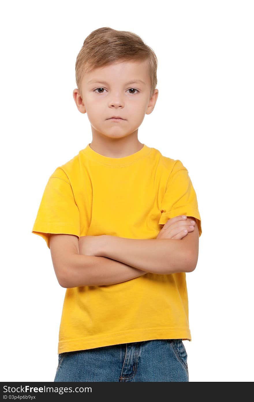 Portrait of funny little boy over white background. Portrait of funny little boy over white background