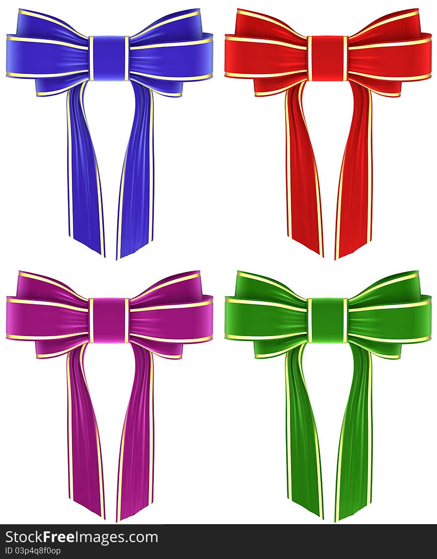 Set of colorful ribbons on a white background, isolated image. Set of colorful ribbons on a white background, isolated image