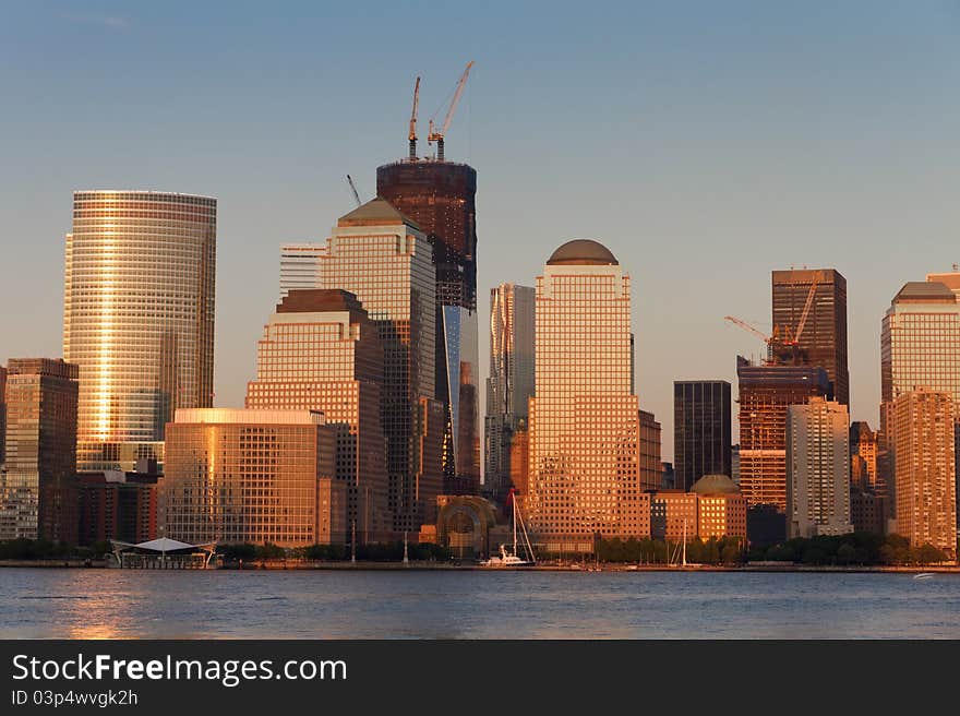 Construction of One World Trade Center (formerly named the Freedom Tower) at Ground Zero in Lower Manhattan at sunset. Construction of One World Trade Center (formerly named the Freedom Tower) at Ground Zero in Lower Manhattan at sunset