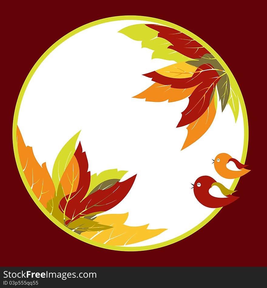 Abstract autumn leaves with bird background