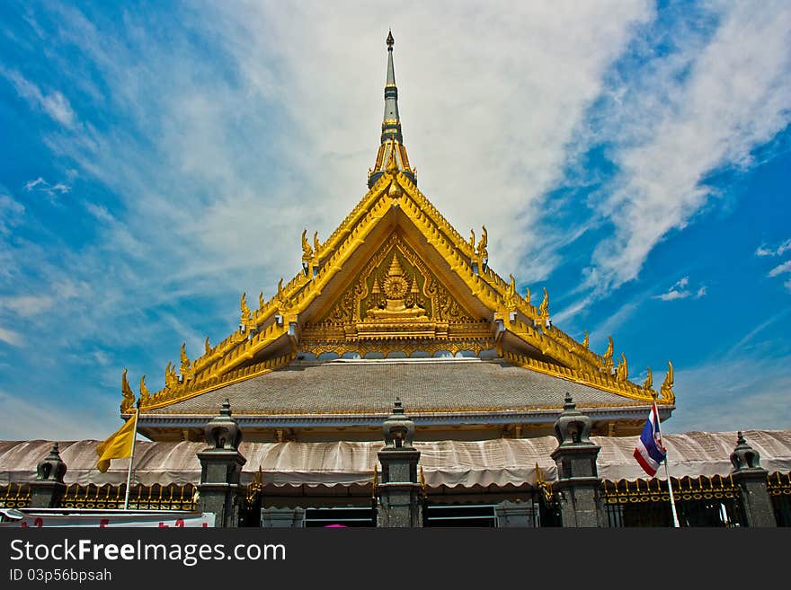 Thai temple in Thailand in Beautiful sky.